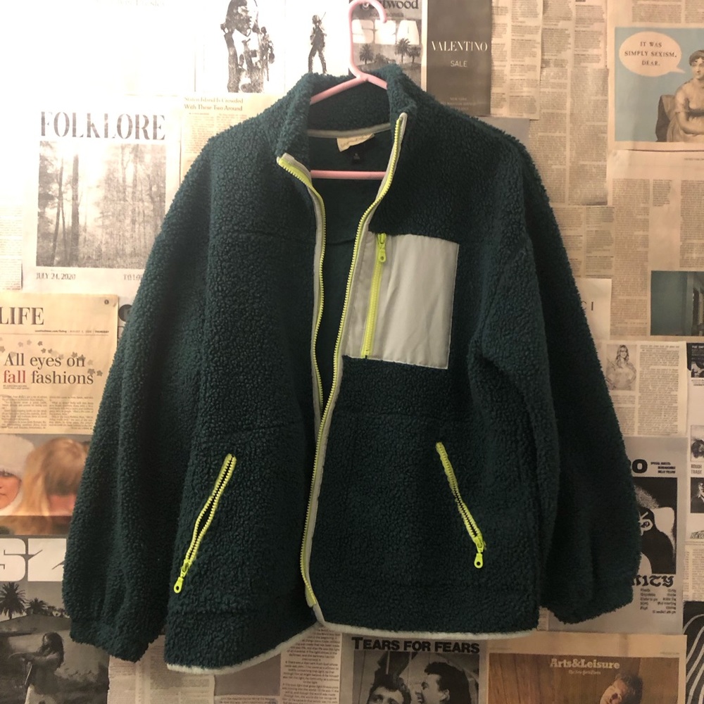 green sherpa fleece